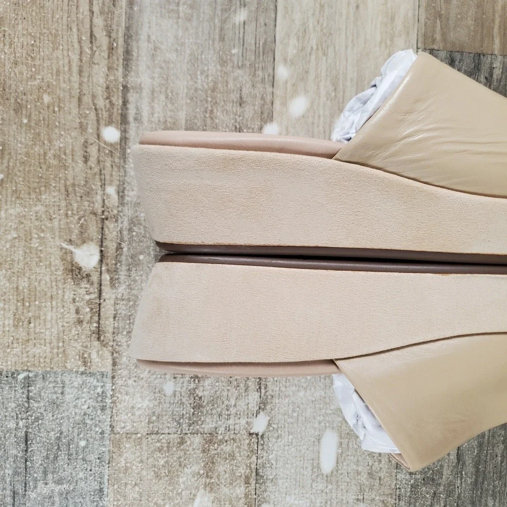 Rockport Aubriella Womens Sandals Sz‎ 10 M Neutral Beige Leather Slip On Slide